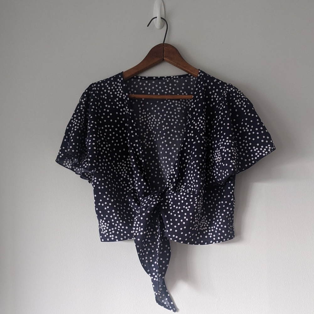 Lightweight Tie Knot Cropped Top Polka Dot American Eagle Size S